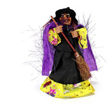 Bruxa Com Vassoura Enfeite Decoração Festa Halloween
