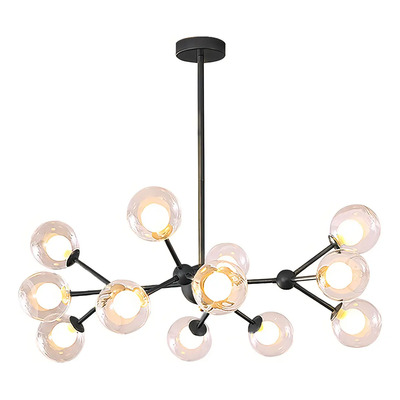 Lámpara Candil Gold Lujo Led Diseño Nórdico Moderno Benkel Color Negro