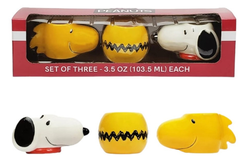 Set 3 Mini Tazas Snoopy Charlie Brown Woodstock Espresso