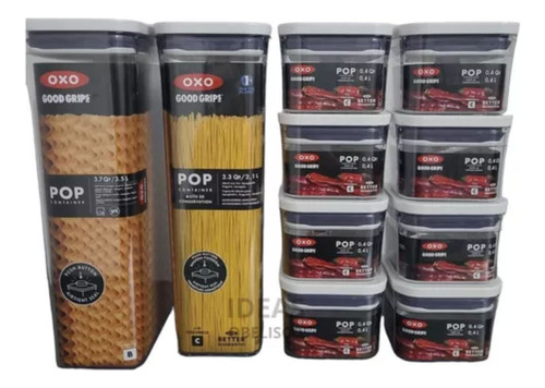 Set X10 Frascos Hermeticos Oxo Apilables Pop Up Contenedor