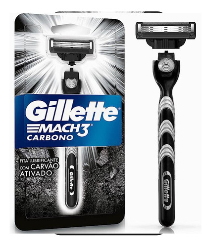 Aparelho De Barbear Mach3 Carbono Com 1 Refil Gillette