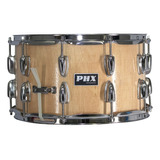 Caixa Bateria Phx Music 14x8 Madeira Cromado Pele Cristal Cor Do Casco Marrom-claro