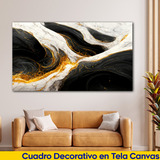 Cuadro Abstracto Dorado Negro Artistico Sala Canvas 60x90 C3