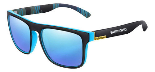 Oculos De Sol Shimano C/ Lente Polarizado Pesca Bike Passeio Lente Azul Desenho Sport