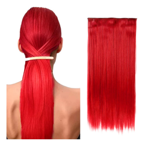 Cortina Cabello Símil Roja Extensiones De Pelo