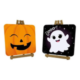 Kit 2 Mini Lousa Halloween Abóbora E Fantasminha Decoração