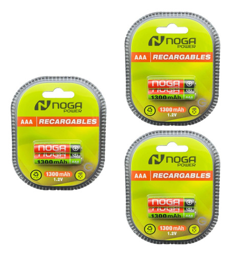 6 X Pila Aaa Noga Recargable 1300mah