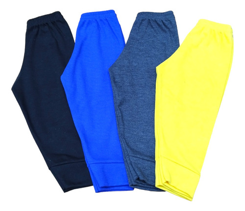 4 Pzas De Pantalones De Algodón Colores Fuertes Para Bebé