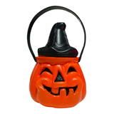 Caramelera Calabaza Con Tapa Balde Golosinas Halloween 