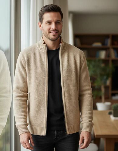 N Hombres Chamarra Gruesa Abrigo Cardigan Suéter B