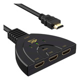 Switcher Hdmi 4k 3 Entradas 1 Salida Cable Flexible 3 En 1