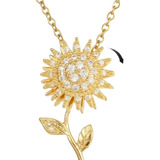 Collar Colgante Girasol Baño Oro 18k Estuche De Regalo Grtia