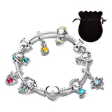 Pulsera Charms Princesas De Disney Enchapado De Plata +bolsa