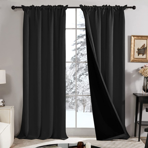 2 Cortina Forro Blackout Aislamiento Térmico Ruido 132x242cm