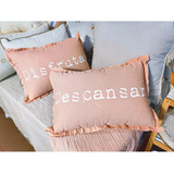 Almohadon 35x50 Tela Tusor Con Frases Descansar Disfrutar 