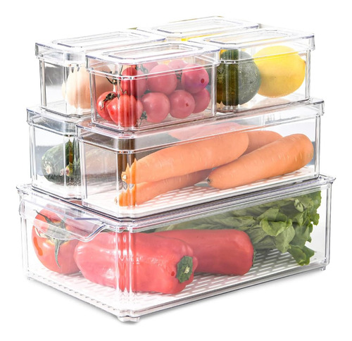 Organizador Refrigerador Cocina Set 7 Contenedores Con Tapa