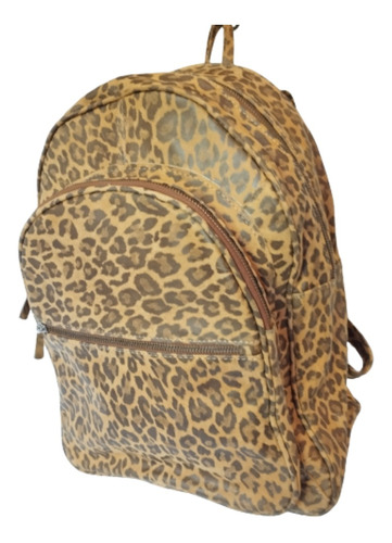 Mochila De Cuero Vacuno Leopardo Prints