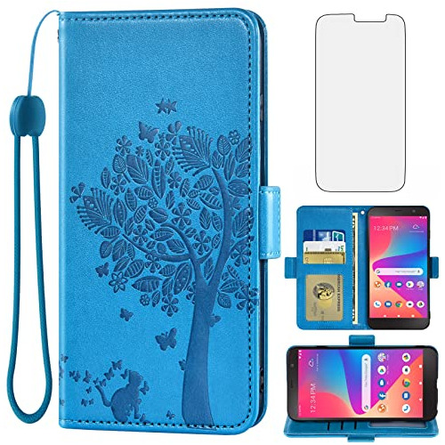 Funda Cartera Para Tracfone Blu View 2 B130dl Azul