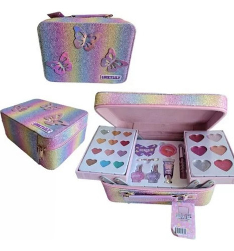 Maleta De Maquillaje Infantil Diseño Mariposa Brillante