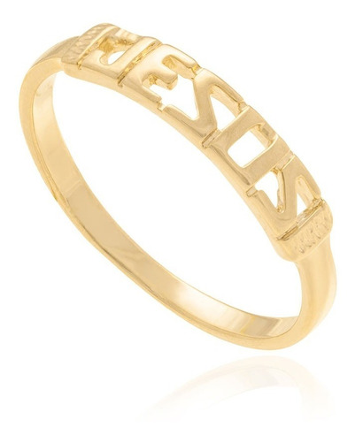 Anel Skinny Ring Jesus Folheado Ouro Rommanel 511184