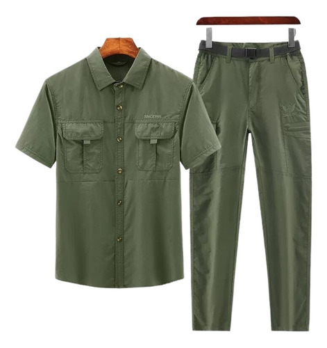 Conjunto De Dos Camisas Tácticas Overs Para Hombre, Pantalon