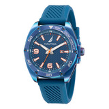 Reloj Hombre Nautica Tin Can Bay Navy Silicona Naptcf201 Color De La Correa Azul Color Del Fondo Azul