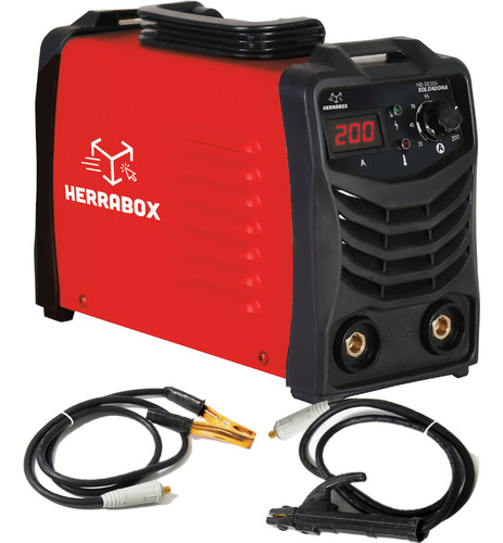 Soldadora Inverter 200amp Herrabox 5600w - Para Electrodos 1.6 / 2.0 / 2.5 / 3,2mm - Con Display Digital Y Pinzas