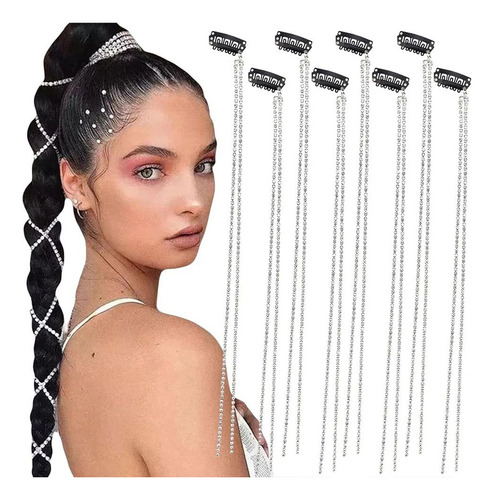 3 Extensiones Cabello Brillitos Pedreria Peinado Diamantes