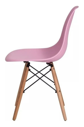 Cadeira De Jantar Eames Cor Rosa Pé Eiffel Madeira Wood