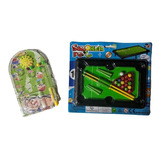 Pack Solitario, Mini Pool De Juguete + Mini Flipper 