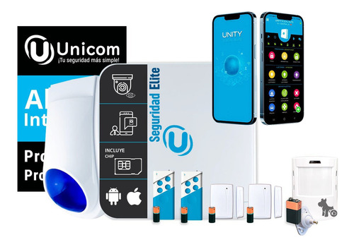 Kit Alarma Unicom Home Gprs Chip Inalambrica Domiciliaria Color Blanco