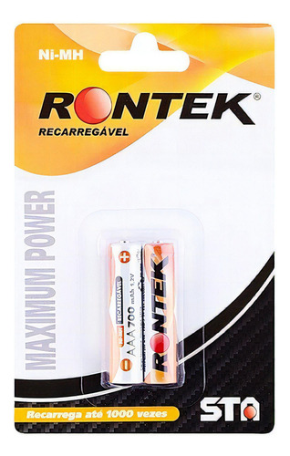 Bateria Recarregavel Aaa 1100mah 1,2v C/ 02 Unidades