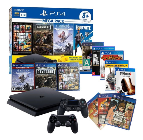 Consola Ps4 Slim 1tb Playstation4 Con 11 Juegos