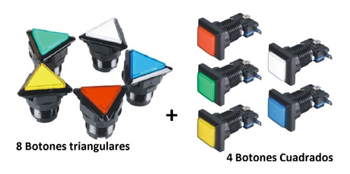 4 Boton Cuadrado Luminoso + 8 Triangular Luminoso +led+micro