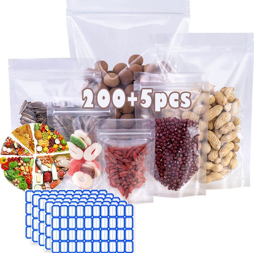 200 Bolsa Stand Up Pouch Con Cierre Transparente De 50 Grs