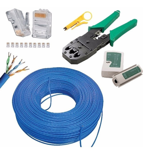 Kit 150m Cabo Rede Furukawa + Testador + Alicate + 50 Rj45