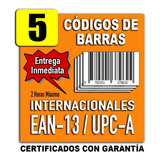 5 Códigos De Barras Ean / Upc Vírgenes Amazon Y Mercadolibre