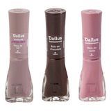 Kit 3 Esmaltes Dailus Tons Nude Marrom E Rosa Queridinhos