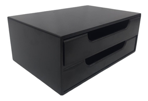 Organizador 2 Gavetas Preto Folha Sulfite A4 Base Monitor