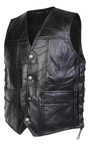 Chaleco Motociclista Piel Biker Hombre