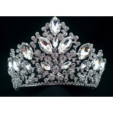 Tocado, Tiara, Corona, Fino Cristal, Xv Años, Reina, Princesa. Baño De Plata