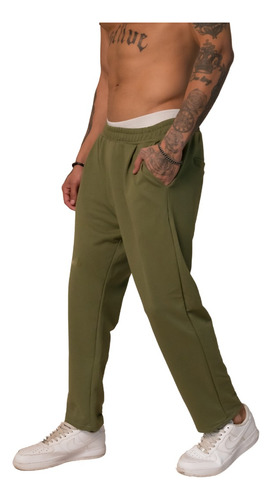 Pantalon Pinzado Hombre Algodon Comodo Jogging Verde Bardo