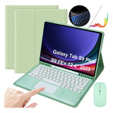 Teclado Con Mouse P/galaxy Tab S9plus/s9fe+ 12.4 Verde Claro