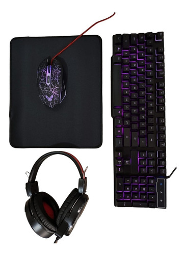 Combo Gamer 4 En 1 Iluminacion Led Teclado Mouse Headset 