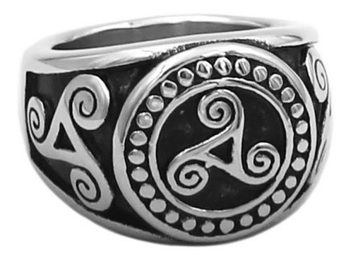 Anel Aço Inox Triquetra Runas Viking Wicca Ragnar Celta Nó