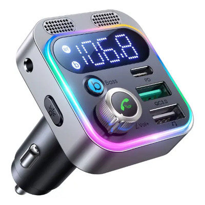 Vidabee Transmisor Fm Bluetooth 5.3 Para Auto Con Adaptador Bluetooth Pd 48w - Carga Ultra Rápida Qc3.0, Micrófonos Dobles Con Reducción De Ruido, Aux Hifi Estéreo, Compatible Con Todos Teléfonos | MercadoLibre