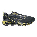 Tenis  Mizuno Masculino Wave Prophecy 11m Preto Dourado