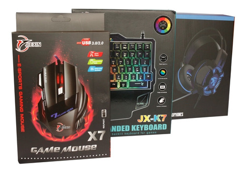 Kit Teclado Com Uma Mão Mouse E Headset Rgb Gamer