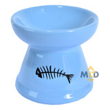 Comedouro Para Gatos Porcelana Bebedouro Elevado Higiênico Cor Azul M