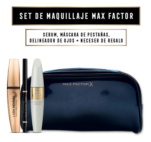 Set Max Factor: Serum Y Mascara De Pestañas + Delineador De